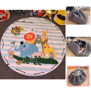 

Baby Play Mat Animal Puzzle Printed Round Kids Toy Storage Bag Rug Toys Children's Carpet Baby PlayMat Cotton Developing Mat Rug