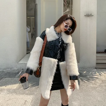 

Real Fur Coat Female 100% Wool Leather Jacket Double-faced Fur Tops Winter Coats Women 2020 Korean Vintage Manteau Femme 19005