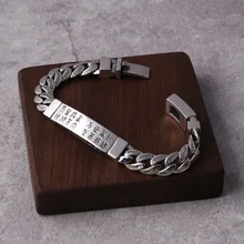 Новинка, мужской браслет из стерлингового серебра s925 пробы, ювелирное изделие, модный, тайский, серебряный, индивидуальный, классический, шесть слов, мантра, серебряный браслет для мужчин