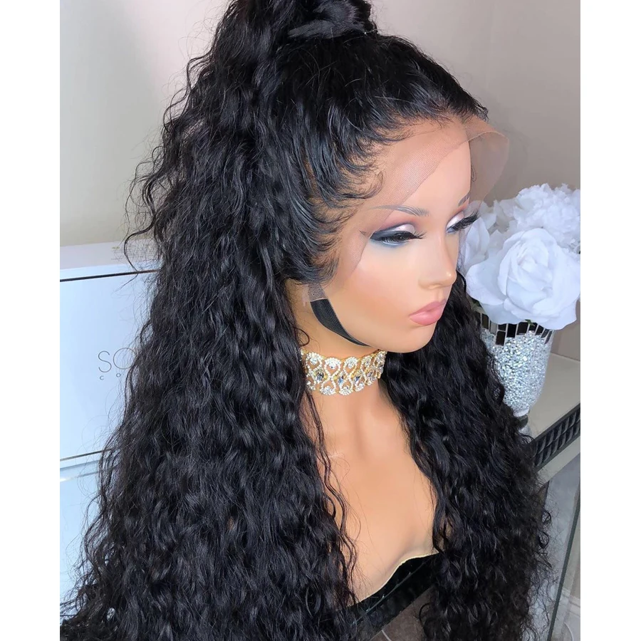 

Brazilian High Ponytail Natural Wave Full Lace Human Hair Wigs with Baby Hair 180Density 4x4 Silk Base Lace Front Wigs Remy Hair