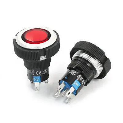 

24V 22mm SPDT 1NO 1NC Momentary Red Light Plastic Push Button Switch 2 Pcs