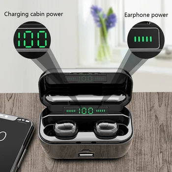 

G6S Bluetooth Earphone Stereo Surround Wireless Noise Reduction Phone Earbuds LED Display Double Ears Wireless Charger