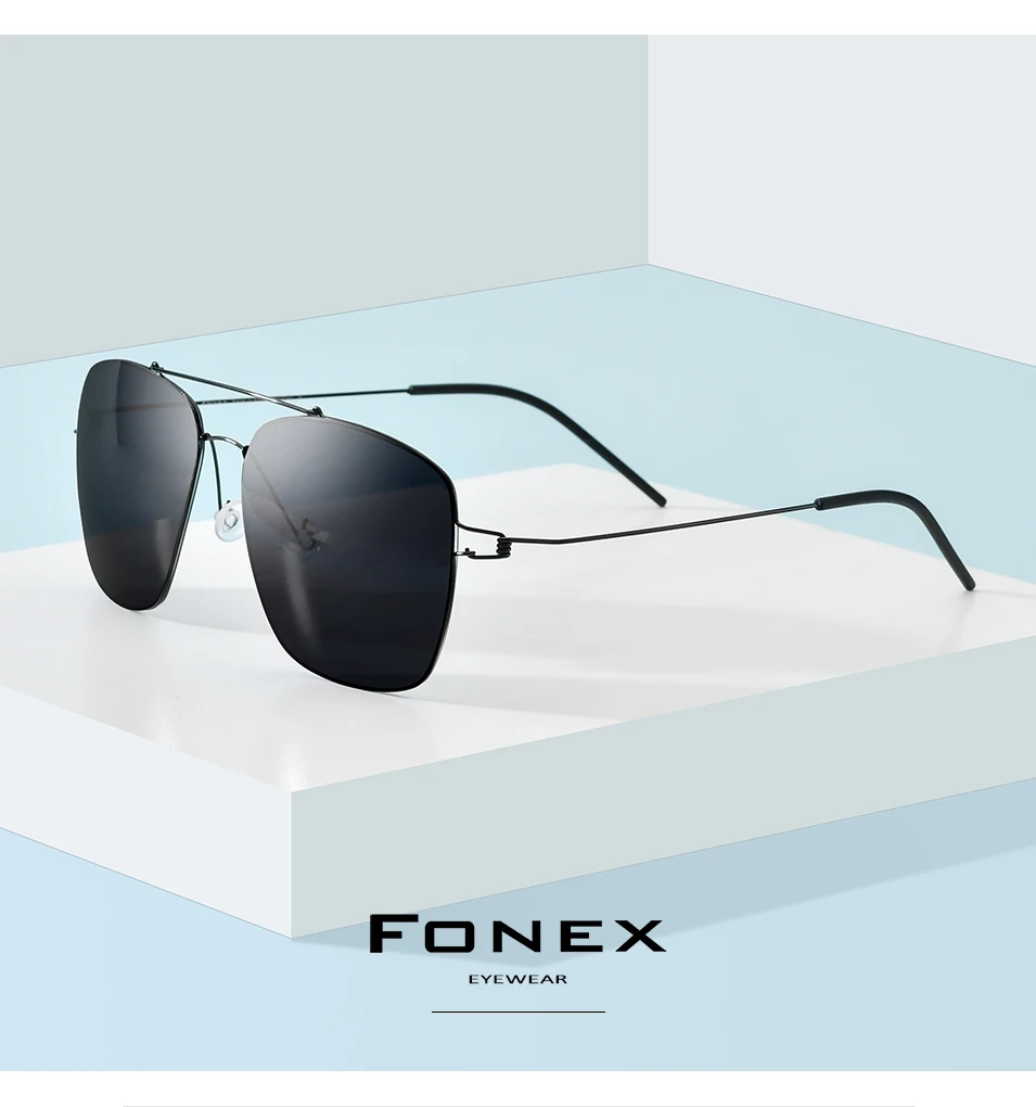 FONEX Polarisierte Sonnenbrille Männer Ultraleichte Marke Design Quadratische Sonnenbrille Dänemark Morten Schraubenlose Shades Brillen 98622 – Detail 2