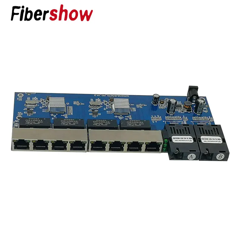 Обратное POE Питание переключатель 8 RJ45 2 SC волокно Gigabit Ethernet коммутатор медиа