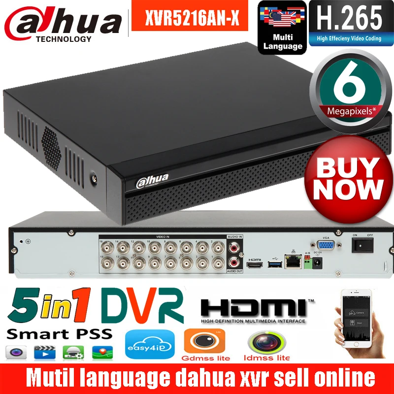 Мультиязычный видеорегистратор dahua XVR5216AN X 16ch 1080P поддержка HDCVI/ AHD/TVI/CVBS/IP