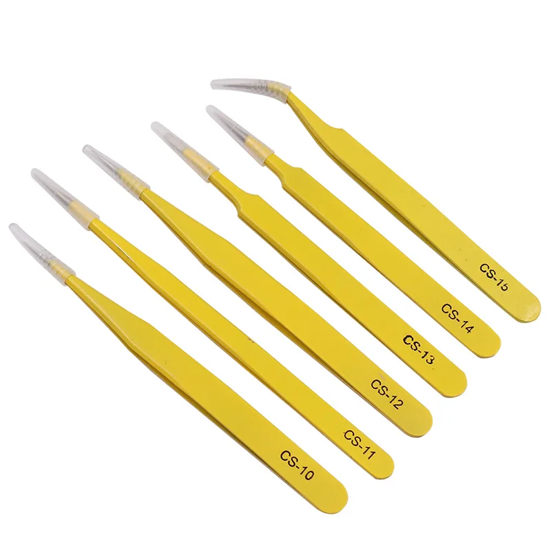 Anti-Static Stainless Steel Tweezers Set 1PC For Electronics Phone Repairing Tool Eyebrow/Eyelash Tweezers tweezer tool precision tweezers esd anti static tweezers phone repair tweezers