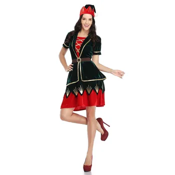 

Adults Green Christmas Costume Festival Santa Clause for Women Carnival Fun At Your Xmas Party Elf Festival Fancy Dress