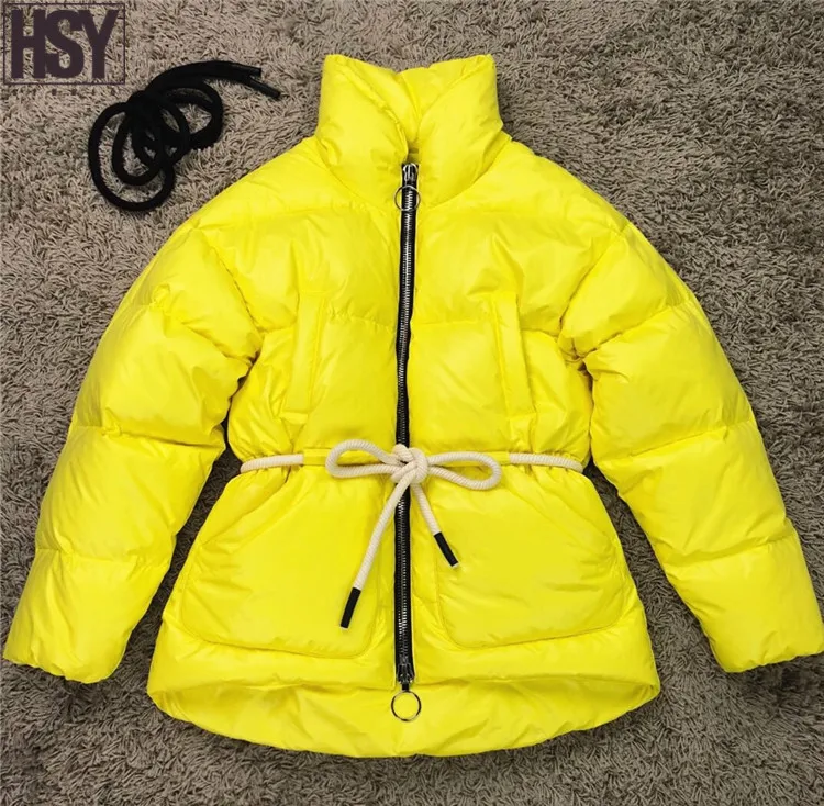 【HSY】2019 зимнее Новое Женское желтое фиолетовое пуховое пальто