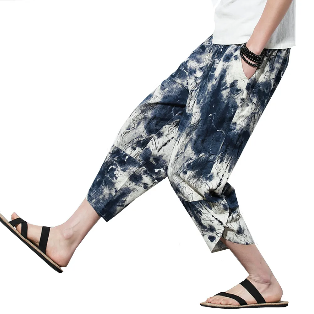 Летние Для Мужчин's Штаны брюки джоггеры 2019 новый мужской Цветочный принт