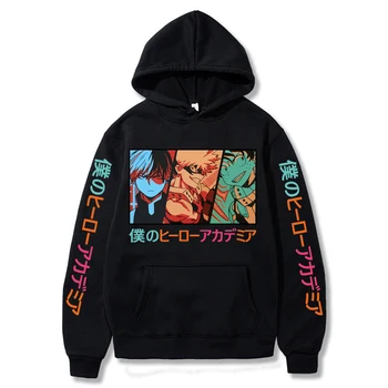 Anime Hoodie My Hero Academia Shoto Todoroki Bakugou Deku Graphic Print Sweatshirt Pullover Casual Loose Unisex Sportswear Hoody 1