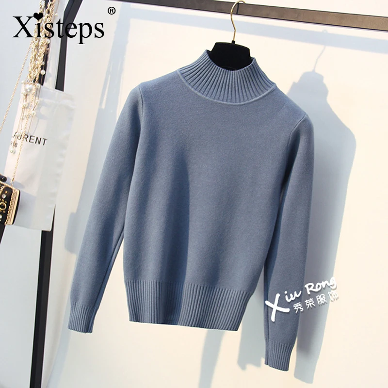 

Turtleneck Warm Winter Pullovers For Women Long Sleeve Knitted Sweaters Solid Color Stretch Thick Tops Shirts Female