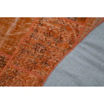 

142x142 Cm Orange Handmade Round Patchwork Rug-5x5 Ft