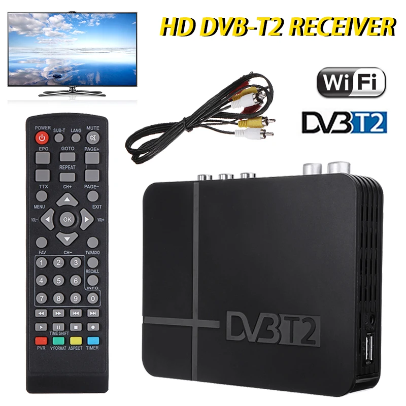 

Multilingual WiFi TV Box Digital 3D Media Player Mini HD DVB-T2 K2 Terrestrial Receiver W/Remote Control For Audio Photo Player