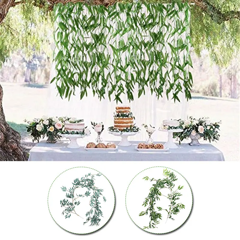 

Gray/Green 1.7M Artificial Eucalyptus Rattan Artificial Willow Vine Creative Photo Props Greenery Garland Restaurant Fashion