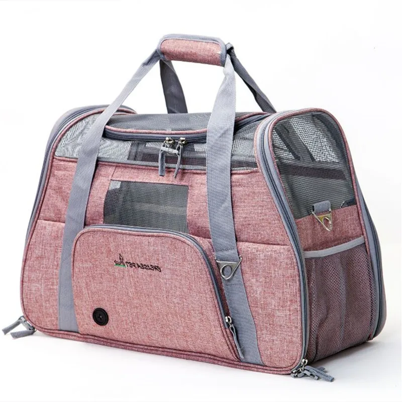 Light Pink Переноска для собак, переноска для путешествий, переноска для домашних животных, портативный рюкзак, дышащая клетка для кошек, дышащая дорожная сумка для маленьких собак, утвержденная в самолете - Цвет: Light Pink