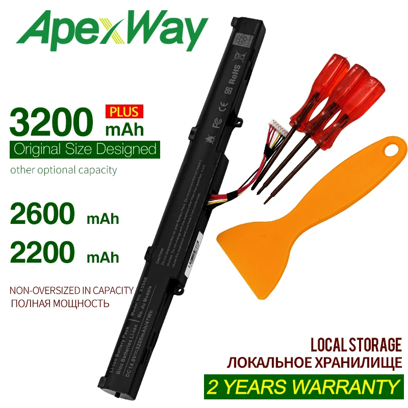 Najtaniej ApexWay akumulator do laptopa dla a41 x550e asus x751l asus x550d F450J F450JF X751L X751M X751MA X750JA A450E A450J A450JF F450 F450C