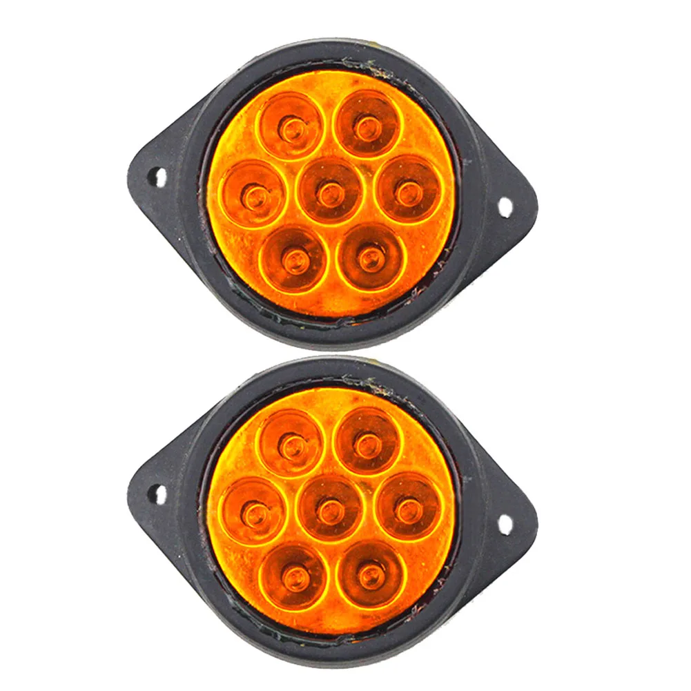 2 Pcs 7 LED Automobiles Shock Resistant Side Marker Lights Trailer Car