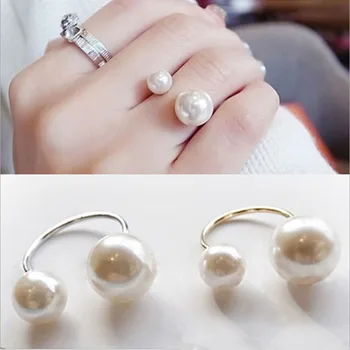 

2019 New Arrivals women Big Pearl Ring Street Shoot Accessories Size Adjustable Ring Opening Women Jewelry anillos mujer