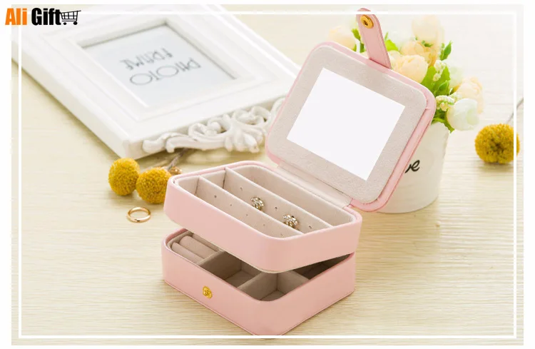 

Creative Jewelry Boxes Multi-layer Portable Travel Jewelry Box Leather Earrings Storage Box Decoration Accessories Creative Gift