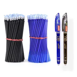 Stylo à encre gel effaçable, pointe 0,5 mm, lot de 50 + 2 pièces, bleu, noir, rechargeable, fournitures scolaires et papeterie pour enfants 
