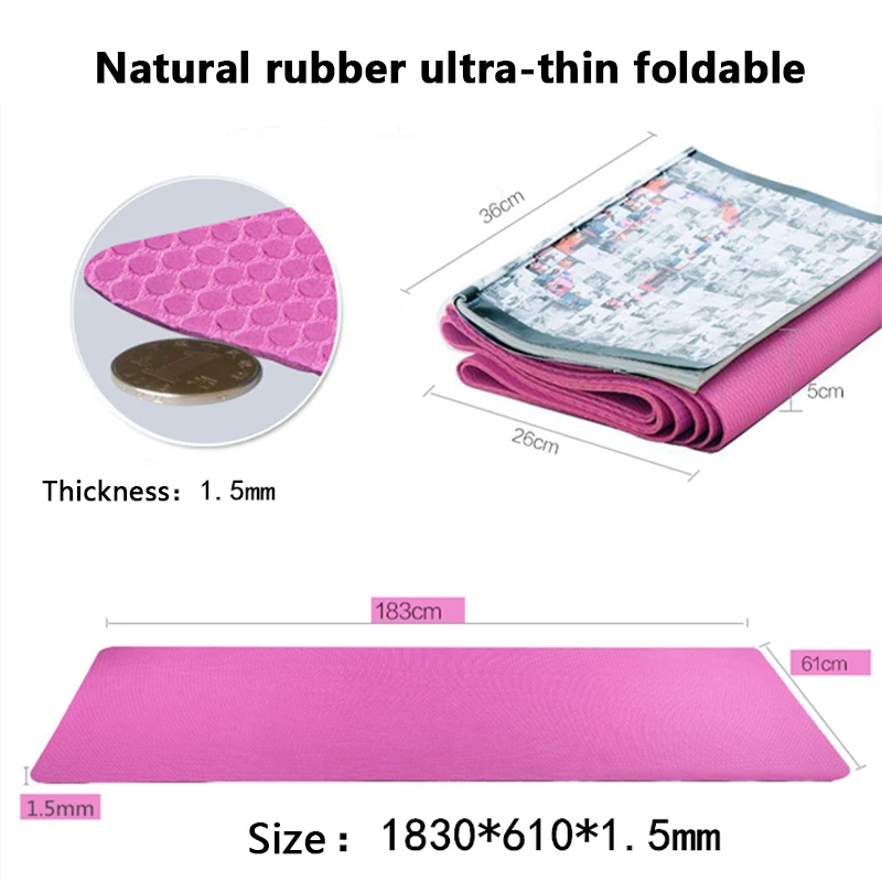  Natural Rubber Yoga Mat Three-piece Ultra-thin Foldable Non-slip Portable Yoga Blanket Travel Pad P
