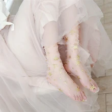 Блестящие тюлевые носки со звездами женские тонкие прозрачные длинные носки в Корейском стиле забавные носки ЖЕНСКИЕ НАРЯДНЫЕ носки уличная одежда calcetines mujer