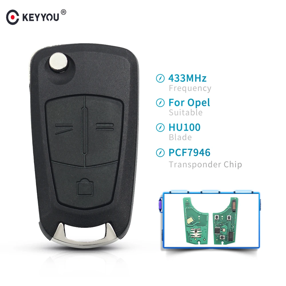 KEYYOU для Vauxhall Opel Vectra C Signum авто Замена ключа флип дистанционного ключа Fob 3 кнопки 433 МГц PCF7946 чип-ключ для автомобиля