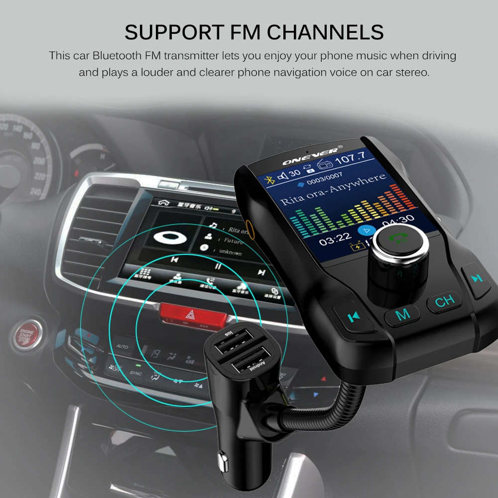 Беспроводной Bluetooth fm-передатчик модулятор Hands-free автомобильный комплект 1,8 дюймовый цветной экран MP3-плеер с 5V 3.1A Dual USB