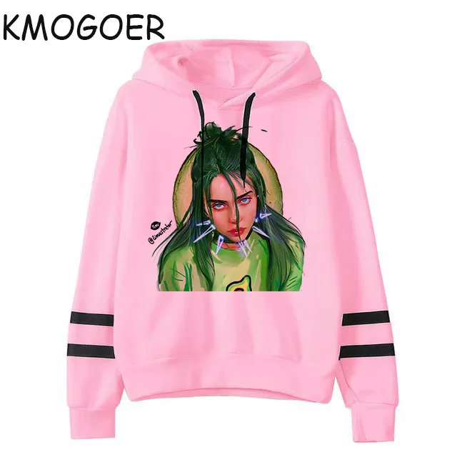 Billie Eilish Толстовка с принтом розовая с капюшоном Женская толстовка одежда Harajuku Fans гранж повседневные толстовки готические Kpop толстовки - Цвет: 20