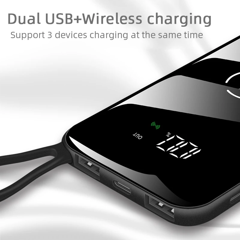 

Wireless Powerbank 10000mAh Portable Extemal Battery Charger for Mobile Phone Power Bank for Xiaomi Iphone Charging Power Supply