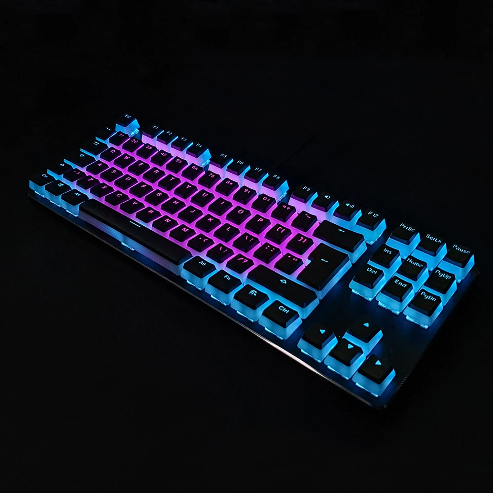 Цветная(RGB) 104 PBT двойной выстрел пудинг 2 слоя прозрачный с подсветкой колпачки для Механическая игровая клавиатура MX Настенные переключатели