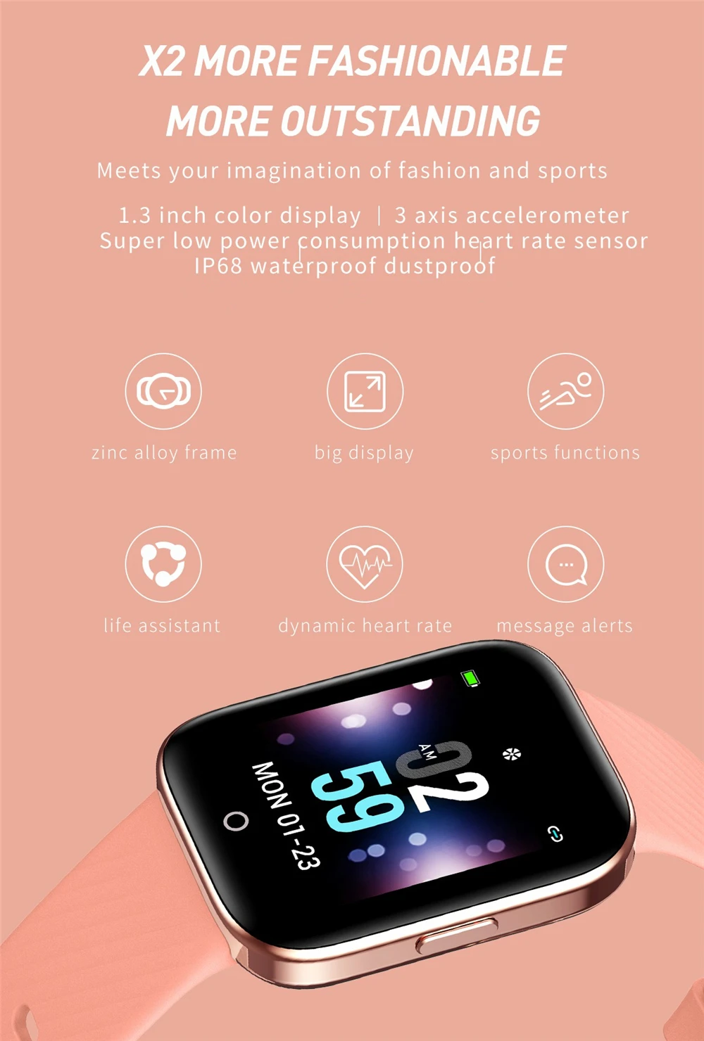 X2 Смарт-часы IP68 водонепроницаемый смарт-Браслет фитнес-трекер для измерения сердечного ритма Смарт-браслет Bluetooth Smartwatch для мужчин и женщин