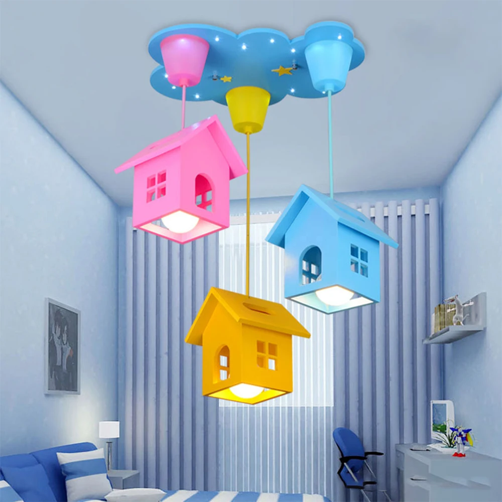 

children's room cartoon pendant lamps lights remote control LED house lamp 15W lighting for kindergarten nursery school