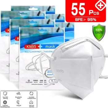 

55pcs Protective masks reusable mouth mask Dustproof Safely respirator profession 4-Layer Filter Anti-Haze Fog PM2.5 face masks