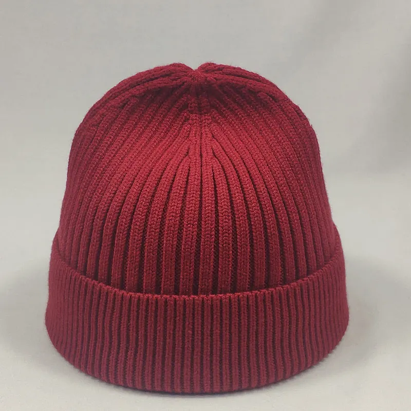 dark red Мягкая эластичная плотная вязаная шапка Wo для мужчин s Beanie мужские зимние шапки зеленый черный серый темно-красный желтый бежевый пыльно-розовый - Цвет: dark red