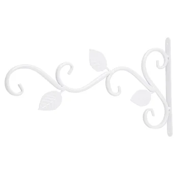 

European Modern Wall-Mounted Flower Hook Wrought Iron Flower Basket Hanging Rack Metal Hanging Flower Stand (Black)
