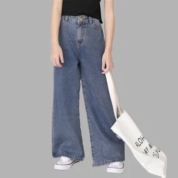 

Girls Spring Autumn Jeans Kids Wide Leg Pants Girls Jeans Casual Girls Clothes Denim Pants Fashion Children Clothing 6 -16Y