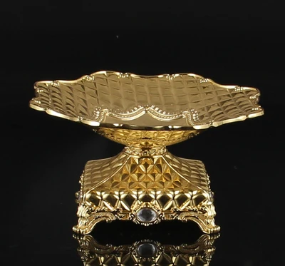 Snack Dish-Pure Gold Европейский алюминиевый сплав коробка для салфеток фруктовый поднос пепельница зубочистка микрофонная полка для закусок тарелка набор KTV украшение стола - Цвет: Snack Dish-Pure Gold