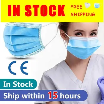 

Dropship Mask Disposable 3 Layers Filter Dustproof Earloop Non Woven Mouth Masks 360 ° Folding Civil Masks Blue Face Mask