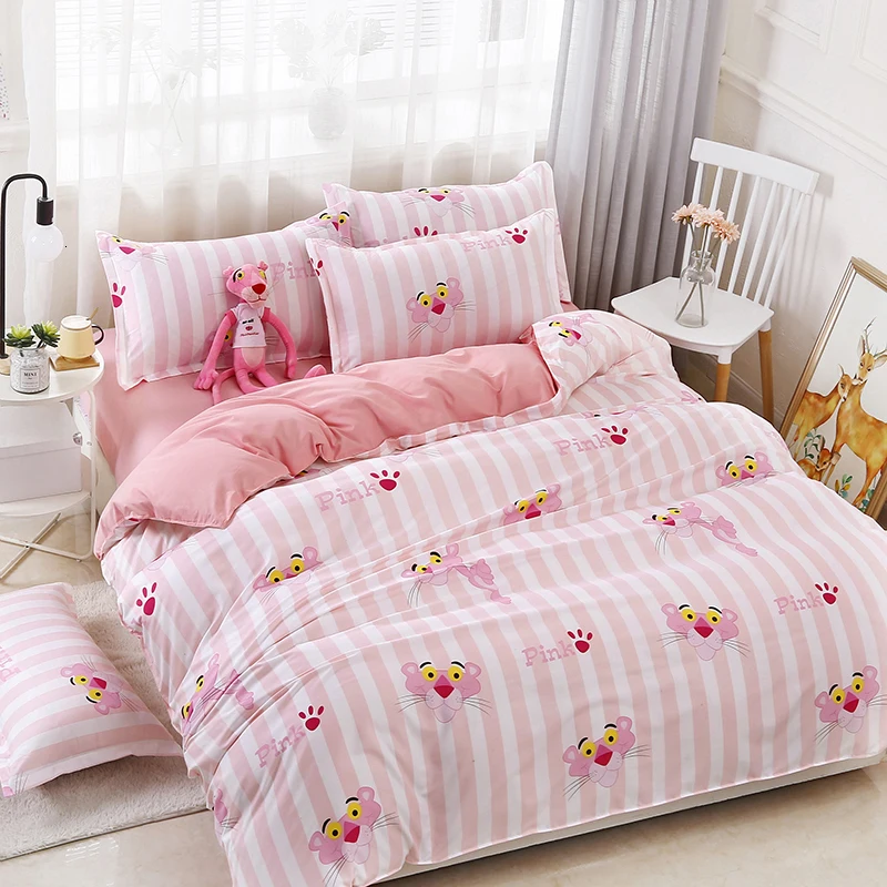 Solstice Home Textile Cyan Cute Cat Kitty Duvet Cover Pillow Case Bed Sheet Boy Kid Teen Girl Bedding Linens Set King Queen Twin