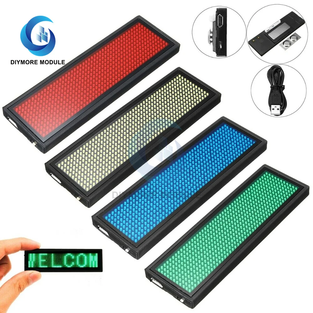 Led Display Buttons Fully New Bluetooth LED Name Badge DIY Programmable Scrolling Message ...