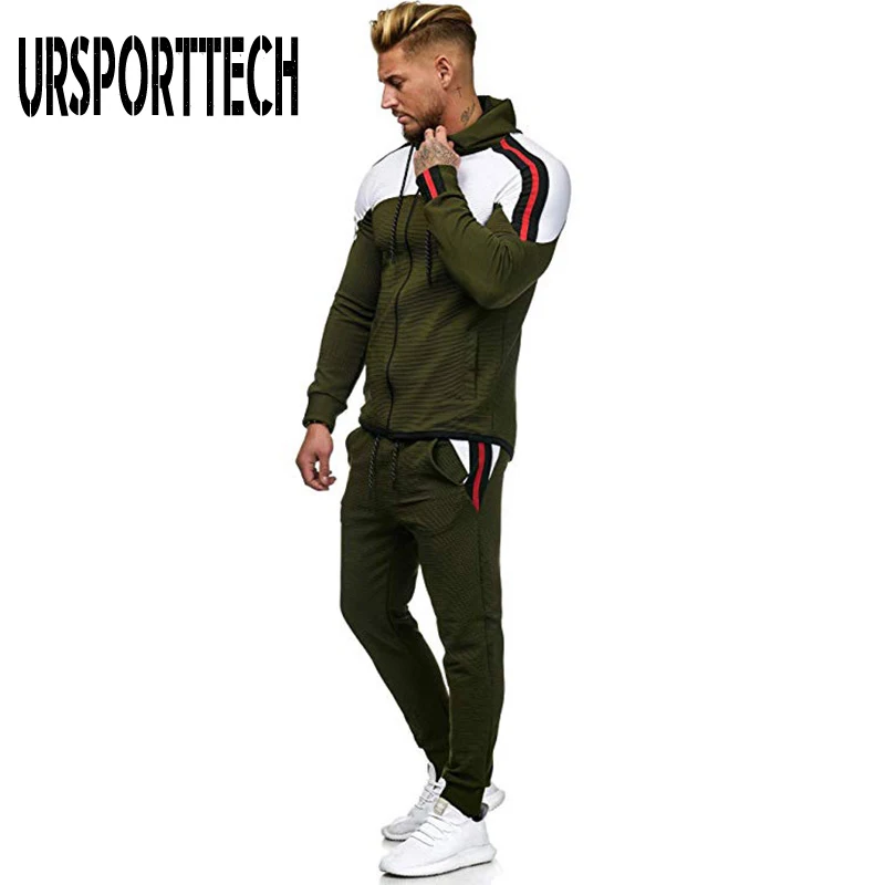 

Men Fashion Tracksuit Set 2020 Spring Autumn Sweat Suit Set Mens Sporting Clothing Hoodie and Sweatpants 2 Pieces Jogger Outfit