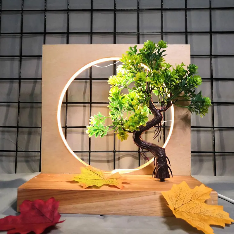 Moon Tree Wooden LED Table Lamp Nordic Vintage Moon Desk Light for Home Decoration Creative Bedside Lamp for Xmas Gift