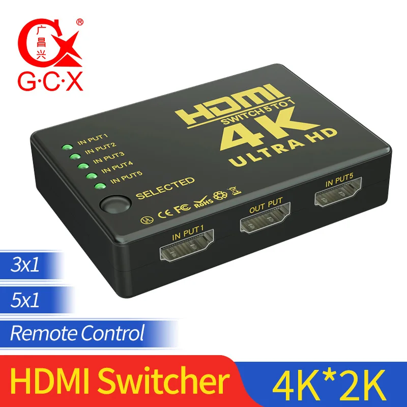 HDMI коммутатор 4K 3x1 3 вход 1 выход с ИК-пультом дистанционного управления для xbox 360 PS4 Smart Android HDTV 5 в 1 выход HDMI переключатель