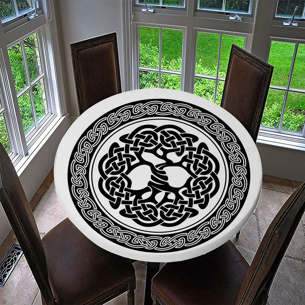 Waterproof Table Cover Fitted Tablecloth Round 55' Moisture-proof Reusable