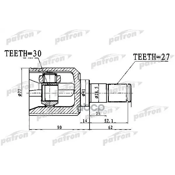Шрус Внутренний 27x41x30 Mitsubishi Galant Ea3a/Ea8a Usa 96-03 PATRON арт. PCV1760