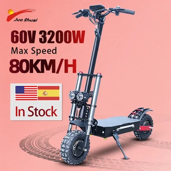 

Jueshuai Electric Scooter 3200W Dual Motor Trottinette électrique for Adults 110KM 60V Battery 11-Inch Off-Road Tire Foldable