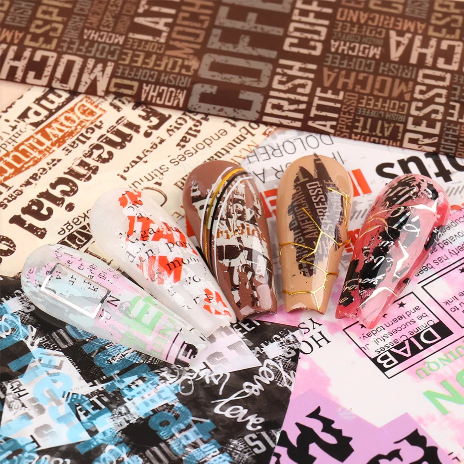 Набор винтажных наклеек из газеты и фольги для ногтей 10 шт. сексуальные женские