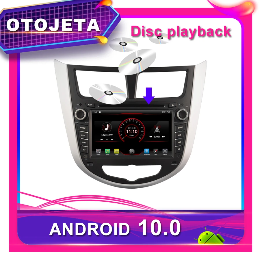 OTOJETA Автомобильный DVD Android 10,0 Автомобильный gps для HYUNDAI VERNA 7 дюймов Автомобильный Радио мультимедийная лента рекордер bluetooth навигация