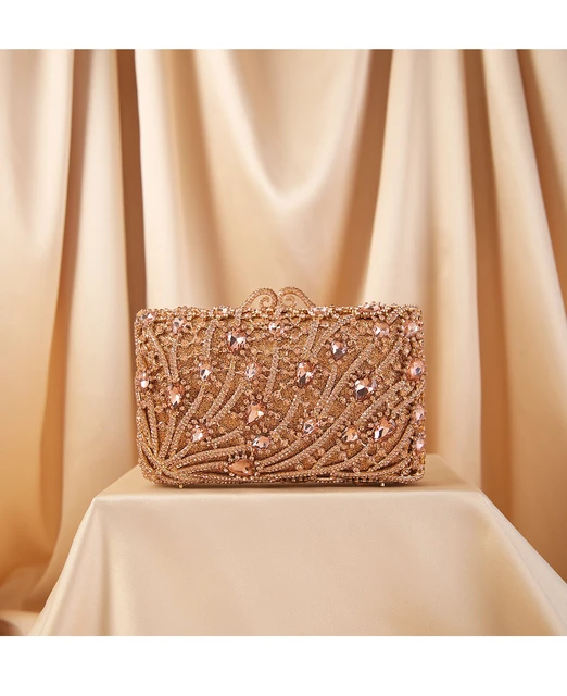 rose gold rhinestone clutch